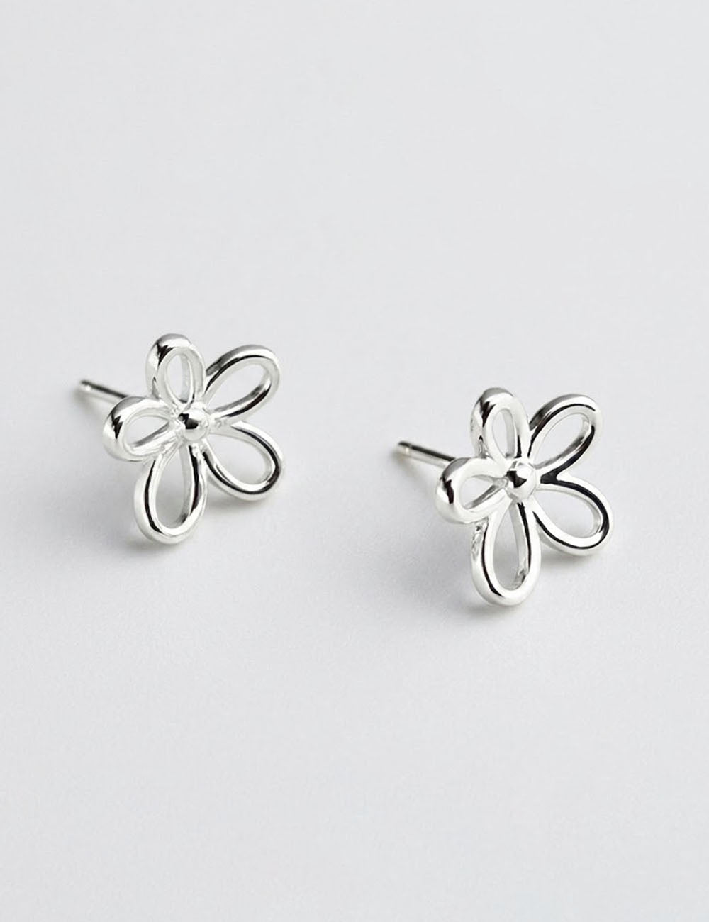 Fine Hollow-Out Flower Stud Earrings — silver earrings