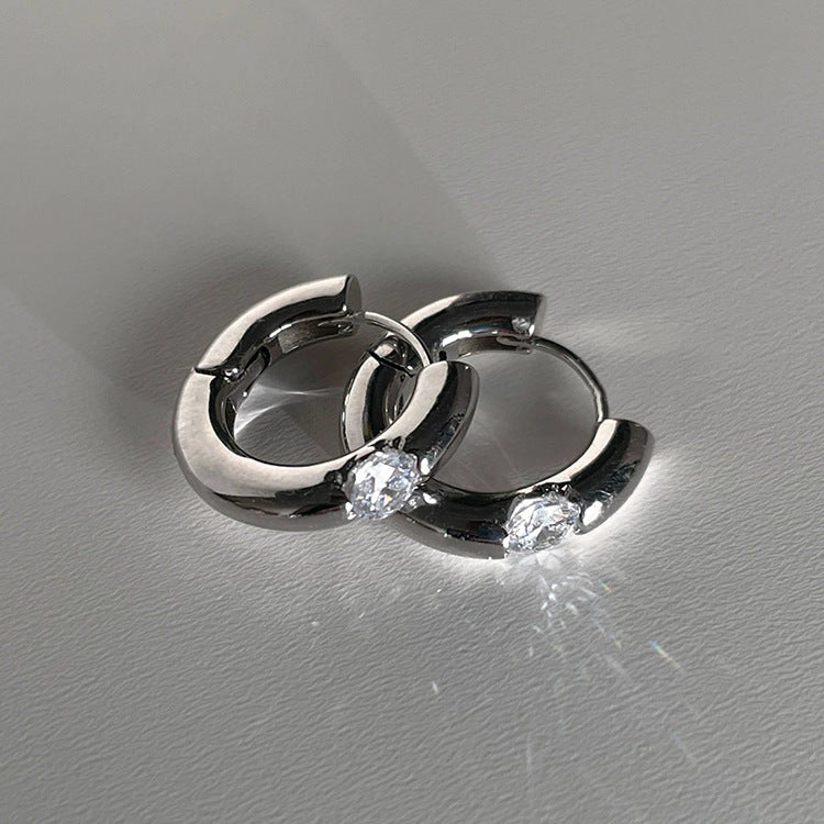 Zirconia Chunky Huggie Hoops — earrings, view 7