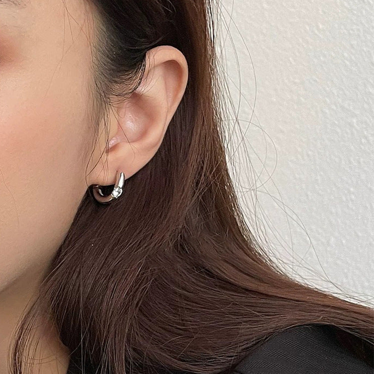 Zirconia Chunky Huggie Hoops — earrings, view 8