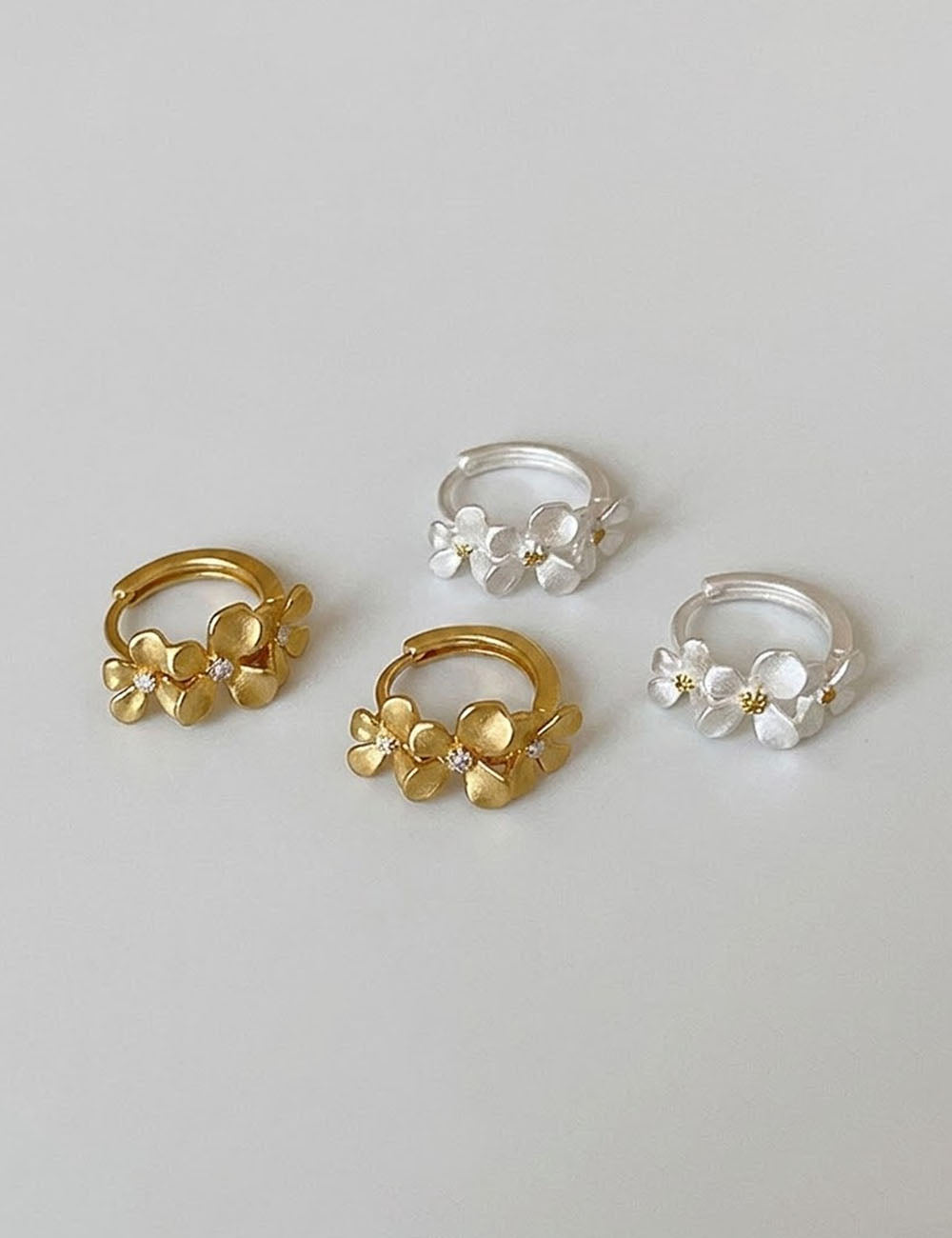 Zirconia Floral Hoop Earrings — earrings
