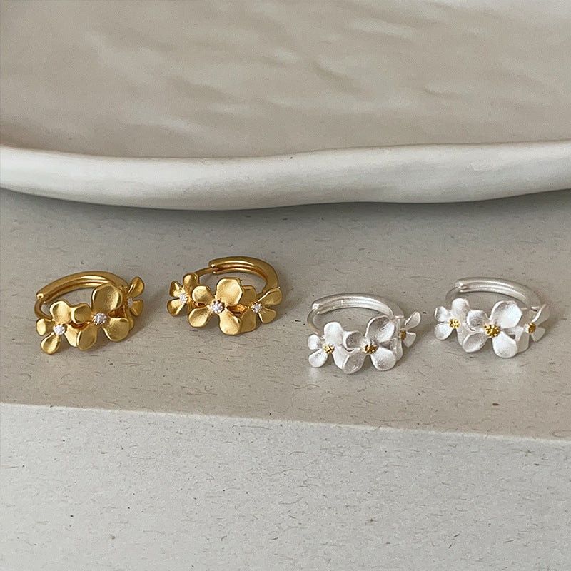 Zirconia Floral Hoop Earrings — earrings, view 2