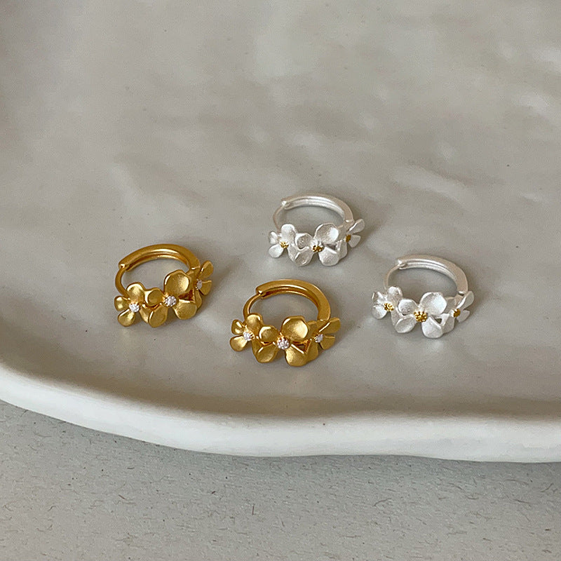 Zirconia Floral Hoop Earrings — earrings, view 4