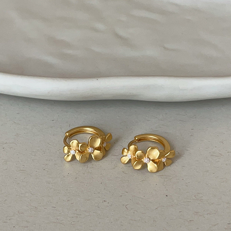 Zirconia Floral Hoop Earrings — earrings, view 5