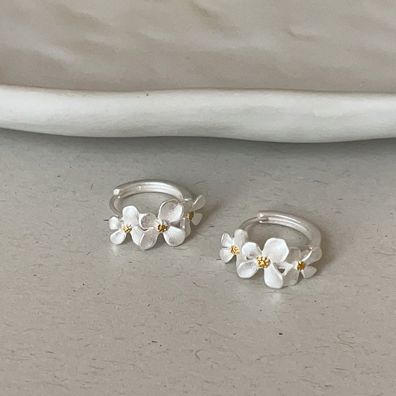 Zirconia Floral Hoop Earrings — earrings, view 6