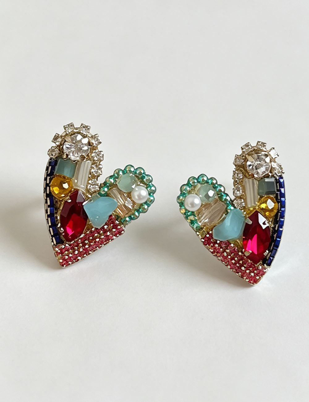 Colorful Crystal Heart Stud Earrings — colorful earrings