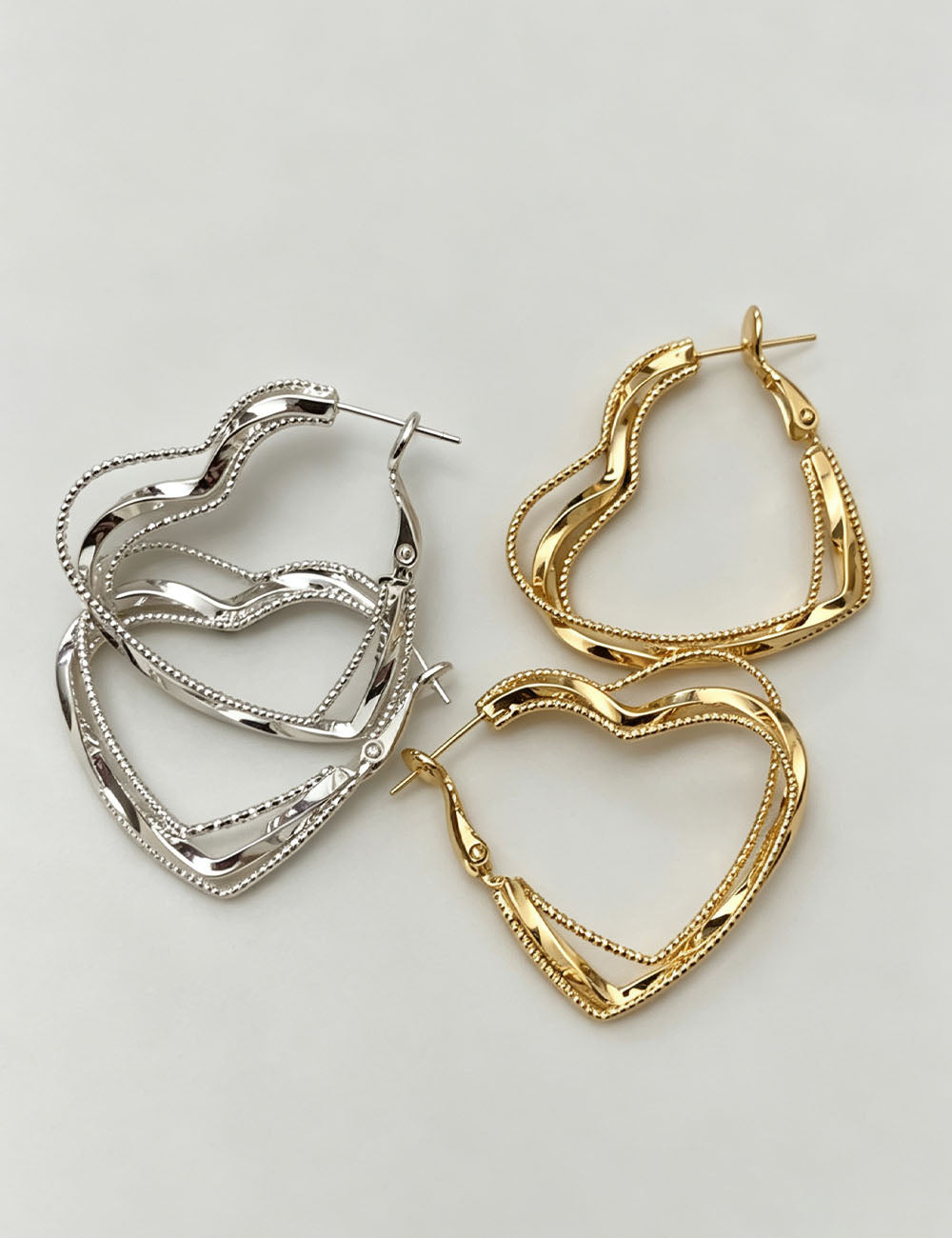 Multi-Layered Heart Hoops — earrings
