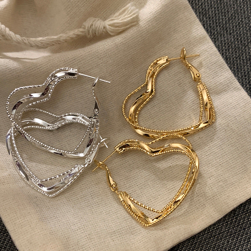 Multi-Layered Heart Hoops — earrings, view 3