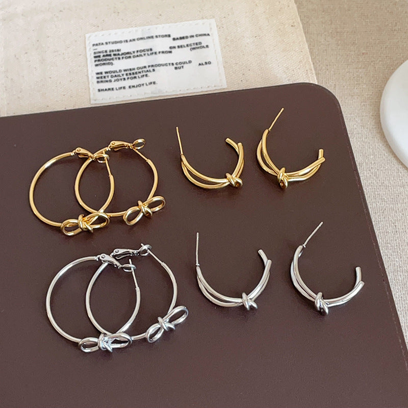Bow-Knot Statement Hoop Earrings — earrings, view 2