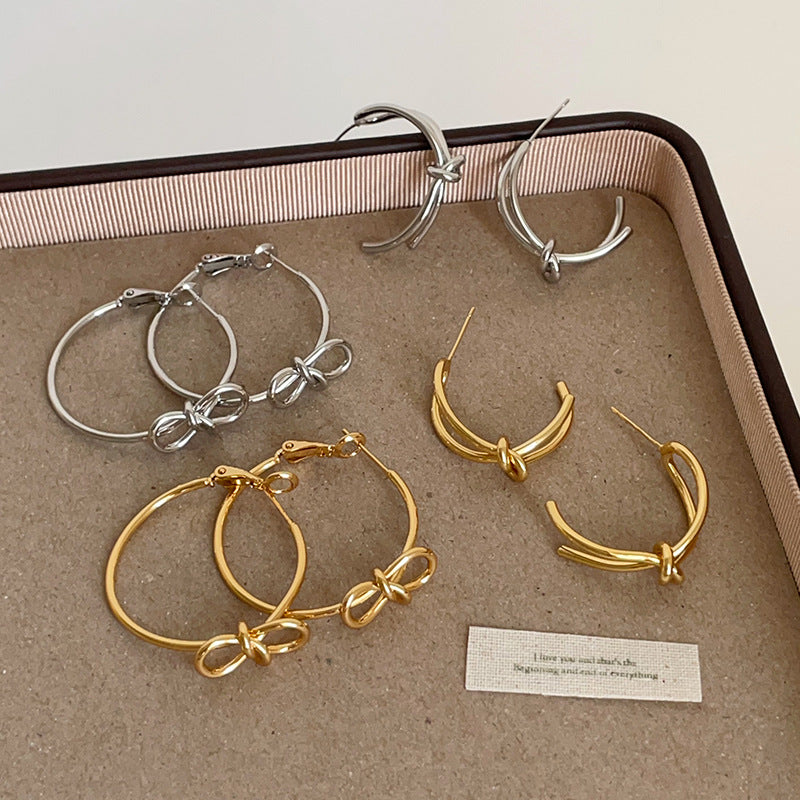 Bow-Knot Statement Hoop Earrings — earrings, view 3