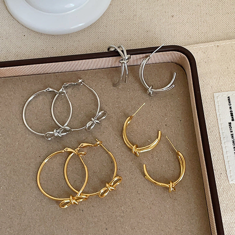 Bow-Knot Statement Hoop Earrings — earrings, view 4