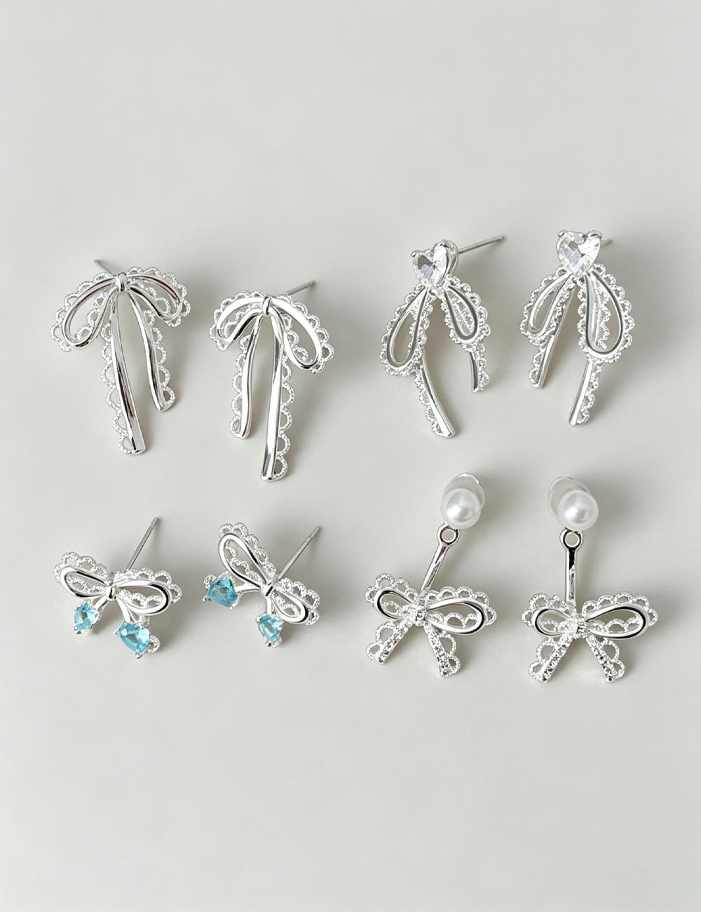 Bow Knot Cubic Zirconia Studs — silver earrings