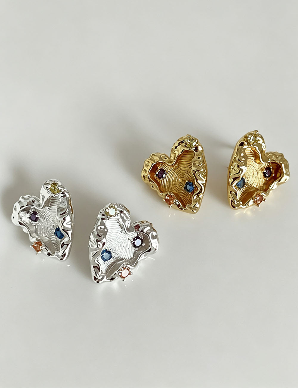 Cubic Zirconia Heart Studs — earrings