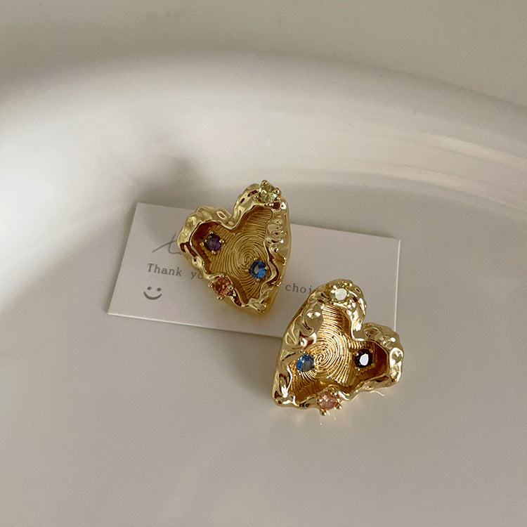 Cubic Zirconia Heart Studs — earrings, view 5