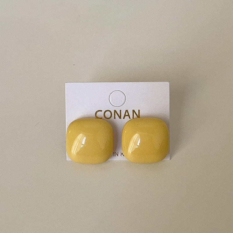 Enamel Drip Square Stud Earrings — earrings, view 10