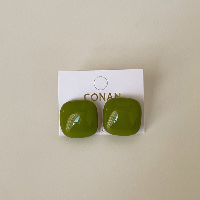 Enamel Drip Square Stud Earrings — earrings, view 12