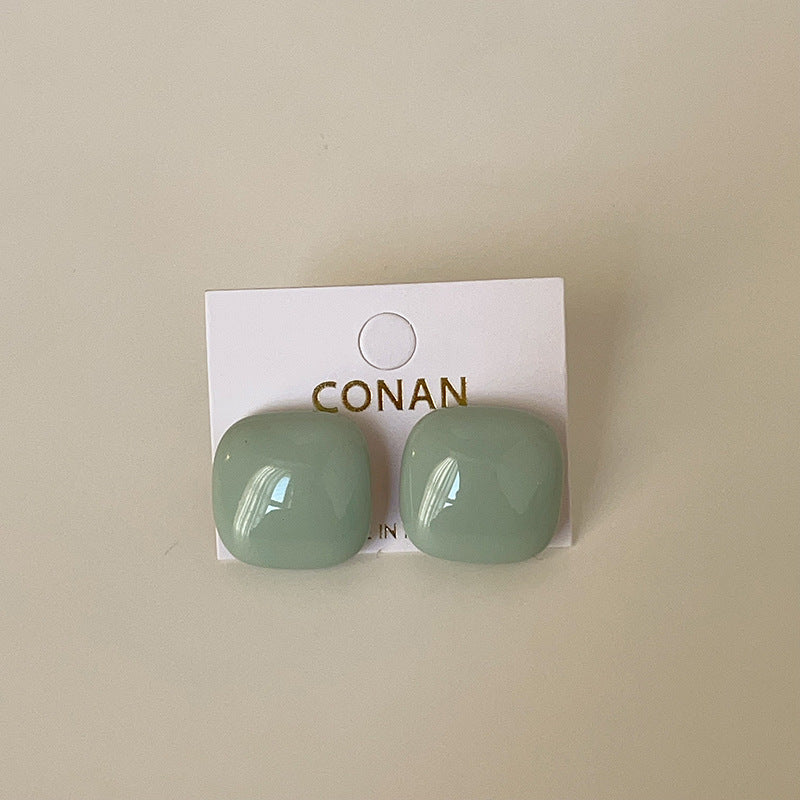 Enamel Drip Square Stud Earrings — earrings, view 13