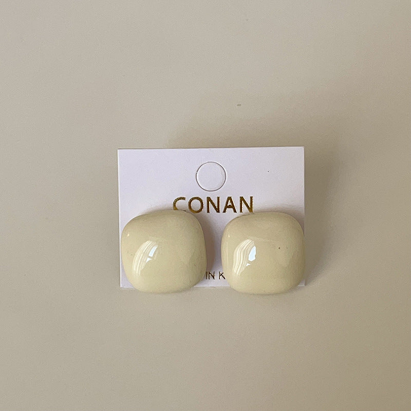 Enamel Drip Square Stud Earrings — earrings, view 15