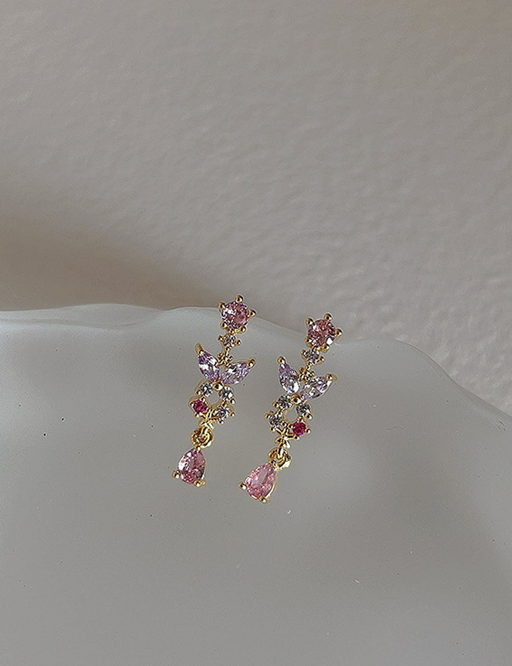 Colorful Rhinestone Butterfly Studs — gold earrings