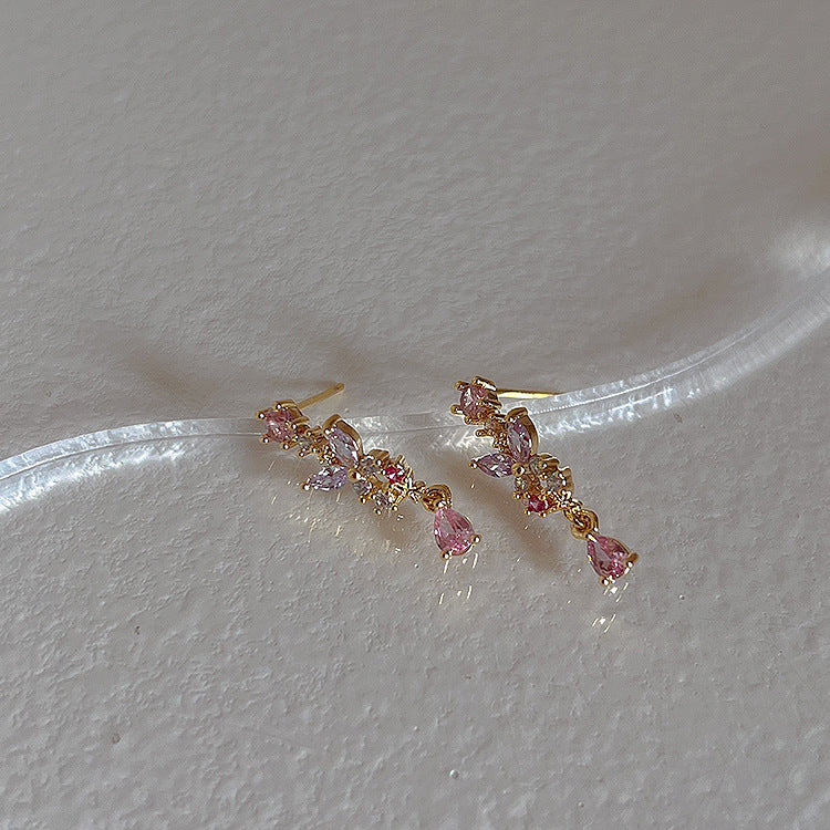 Colorful Rhinestone Butterfly Studs — gold earrings, view 4