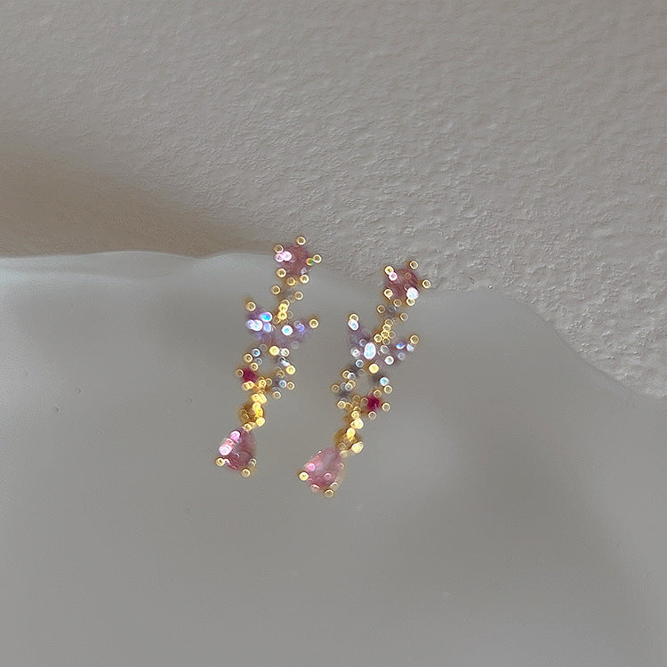 Colorful Rhinestone Butterfly Studs — gold earrings, view 5