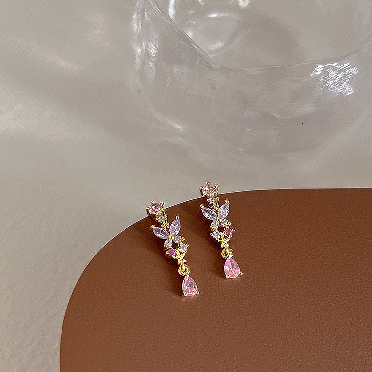Colorful Rhinestone Butterfly Studs — gold earrings, view 6