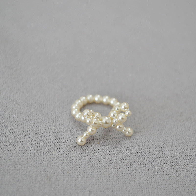 Bow Knot Imitation Pearl Studs — earrings, view 5