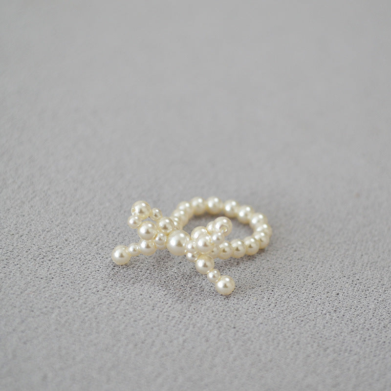 Bow Knot Imitation Pearl Studs — earrings, view 6