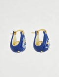 Blue Enamel Drip Hoop Earrings — blue earrings