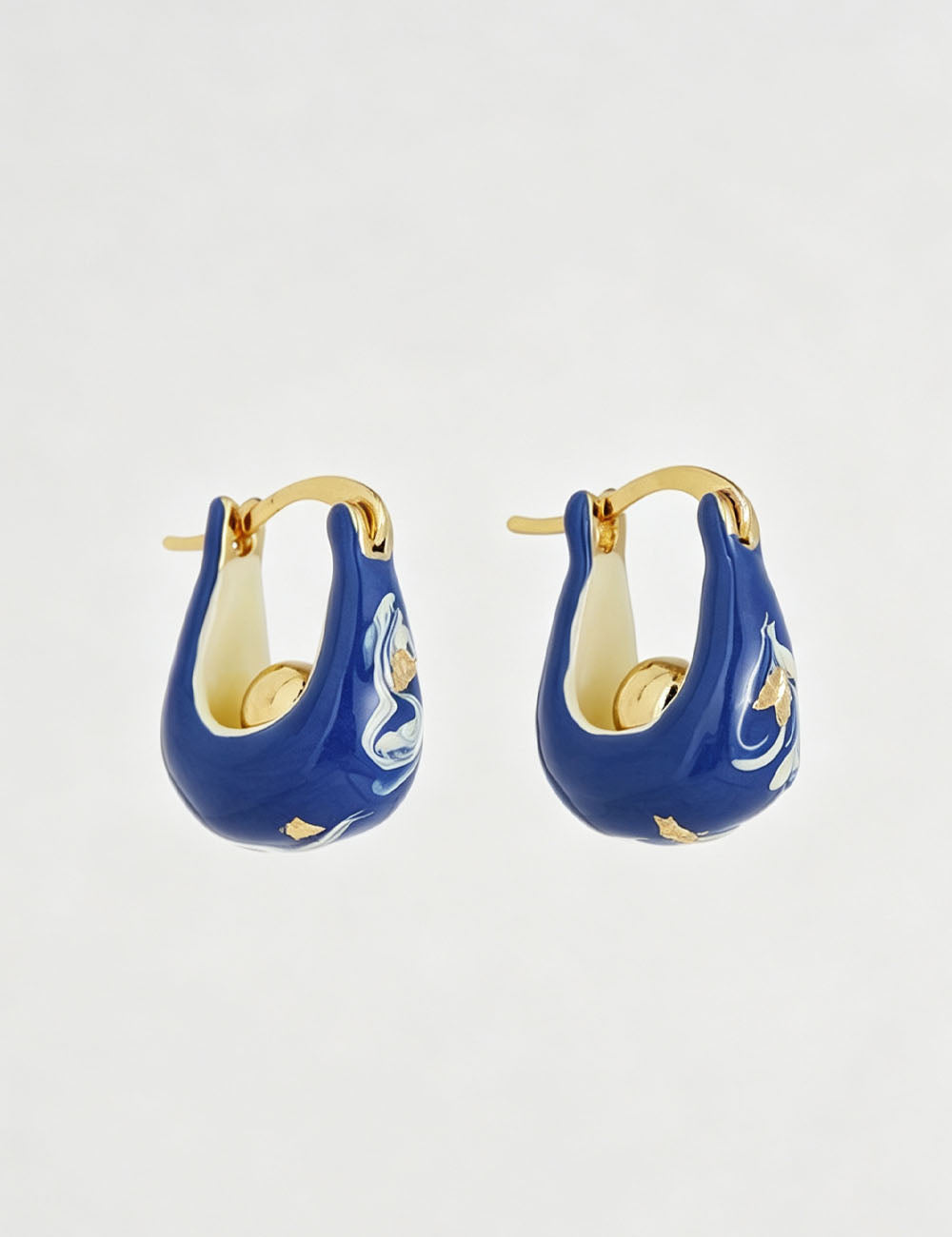 Blue Enamel Drip Hoop Earrings — blue earrings