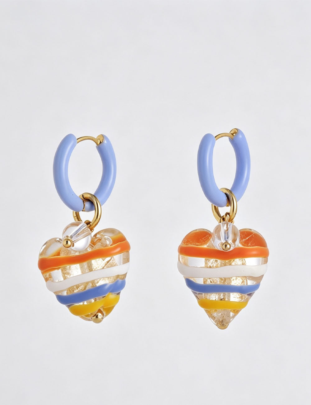 Multi-Colour Heart Dangle Hoop Earrings — earrings
