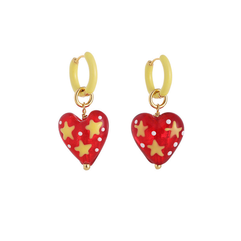 Multi-Colour Heart Dangle Hoop Earrings — earrings, view 5
