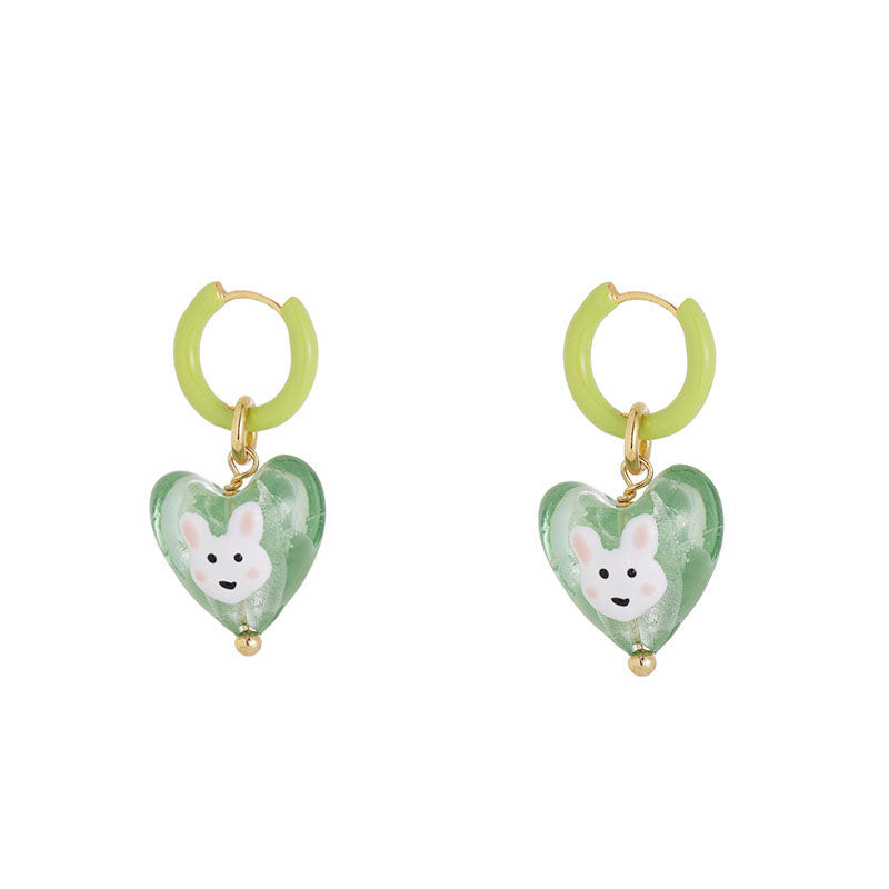 Multi-Colour Heart Dangle Hoop Earrings — earrings, view 6