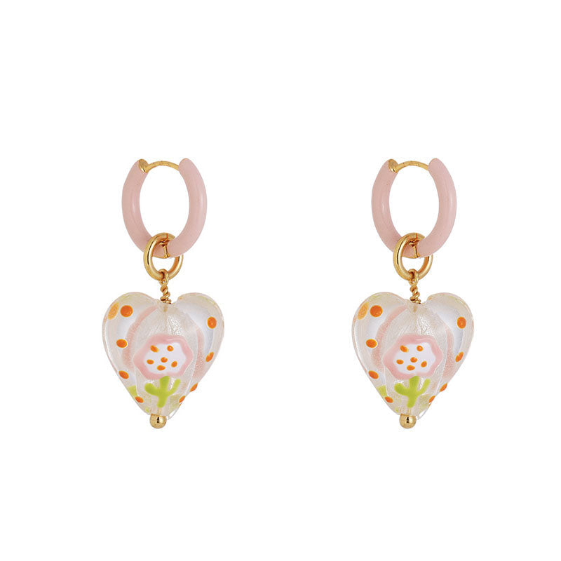 Multi-Colour Heart Dangle Hoop Earrings — earrings, view 7