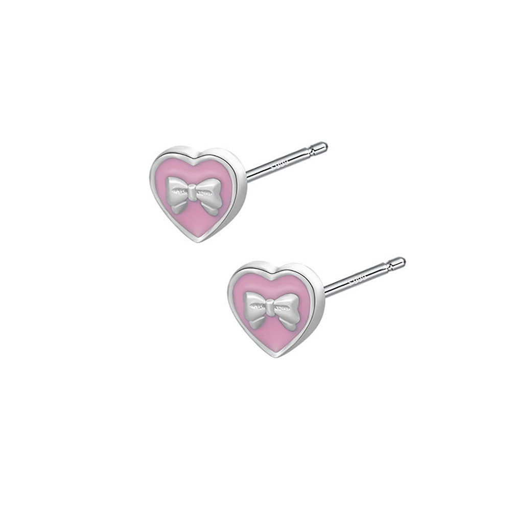 Silver Heart Mini Stud Earrings — silver earrings, view 5