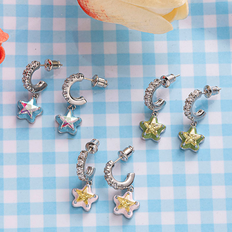 Star Pendant C-Shaped Studs — earrings, view 2