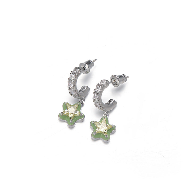 Star Pendant C-Shaped Studs — earrings, view 4