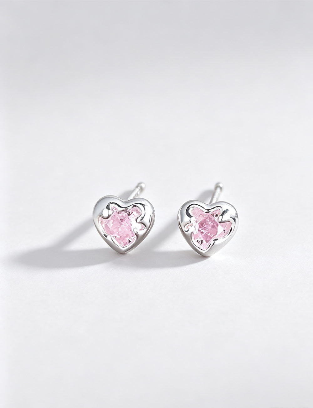 Silver Tone Heart Stud Earrings — silver earrings