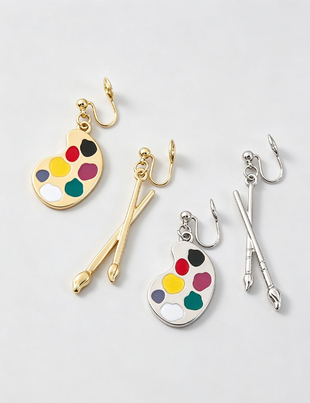 Paintbrush Palette Dangle Earrings — earrings, view 2