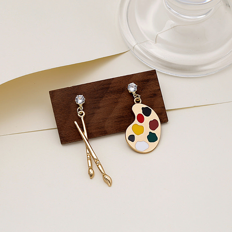 Paintbrush Palette Dangle Earrings — earrings, view 3