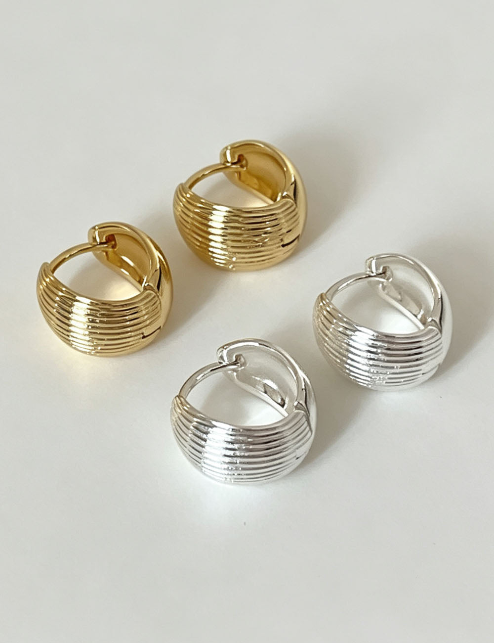 Textured Shell Statement Hoops — earrings