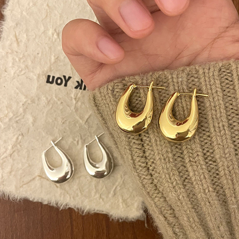 Teardrop Gold-Plated Hoops — earrings, view 3