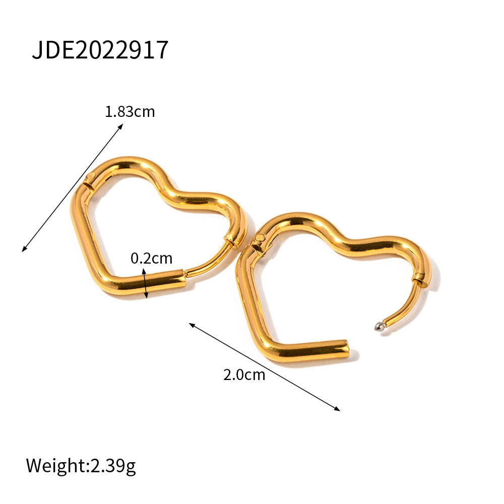 Heart Shape Gold Hoop Earrings — earrings, view 2
