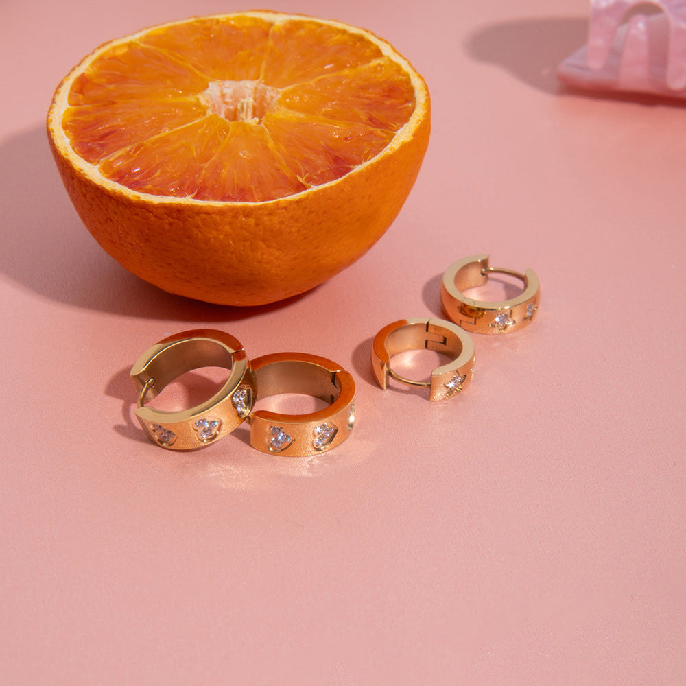 Star Shape Rhinestone Hoop Earrings — gold earrings, view 4