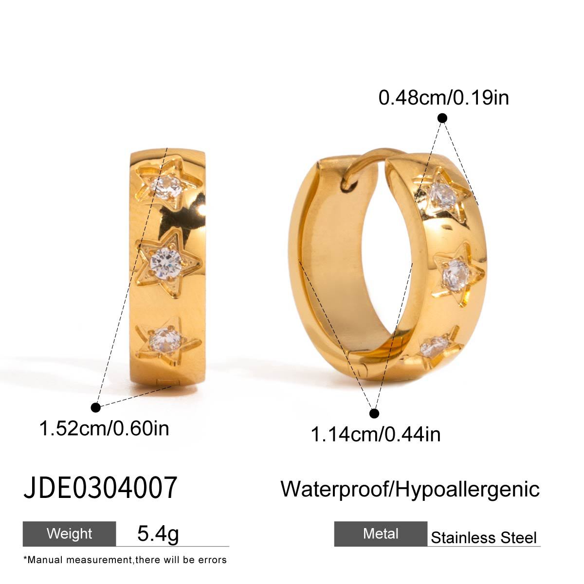 Star Shape Rhinestone Hoop Earrings — gold earrings, view 6