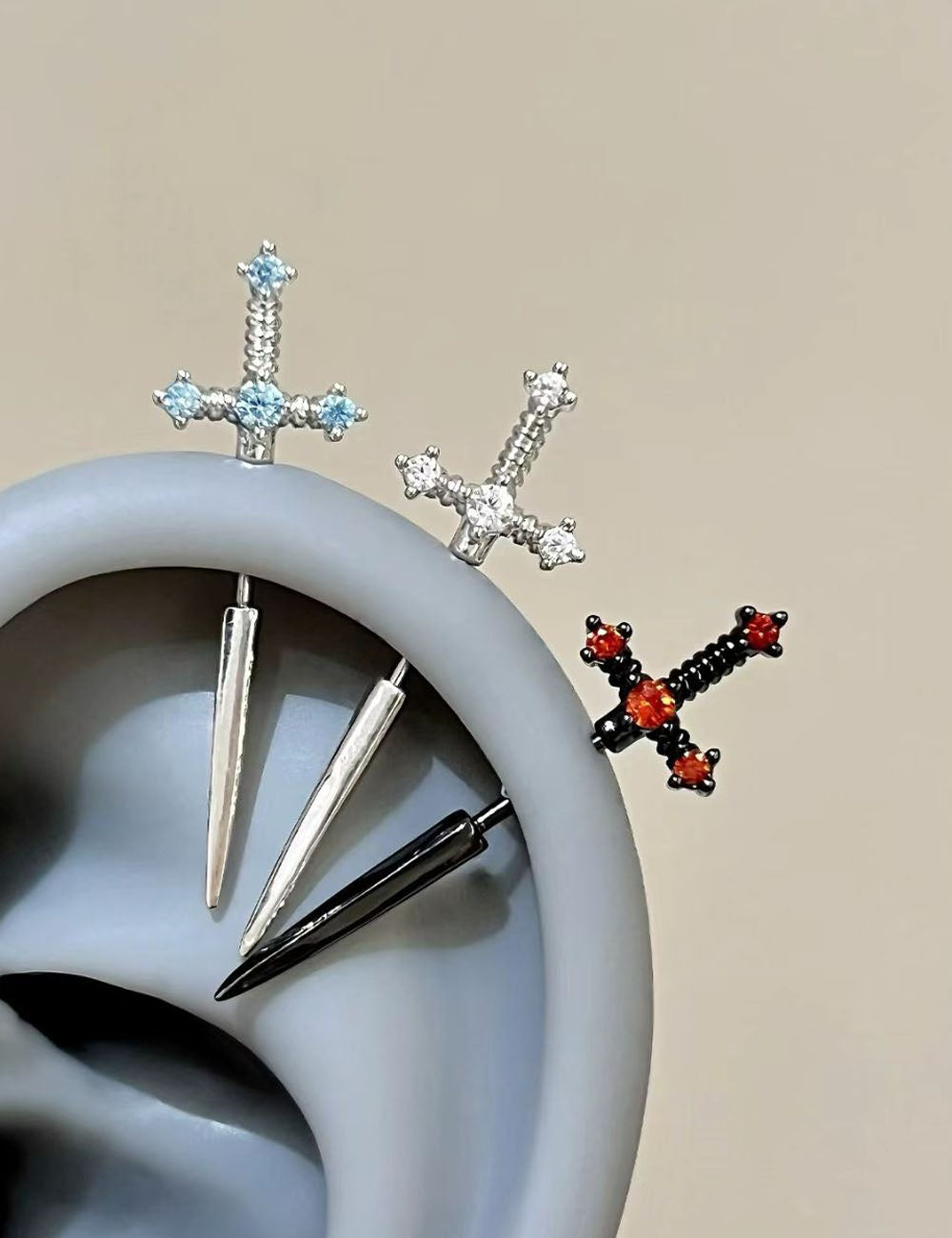 Rhinestone Cross Stud Earrings — earrings