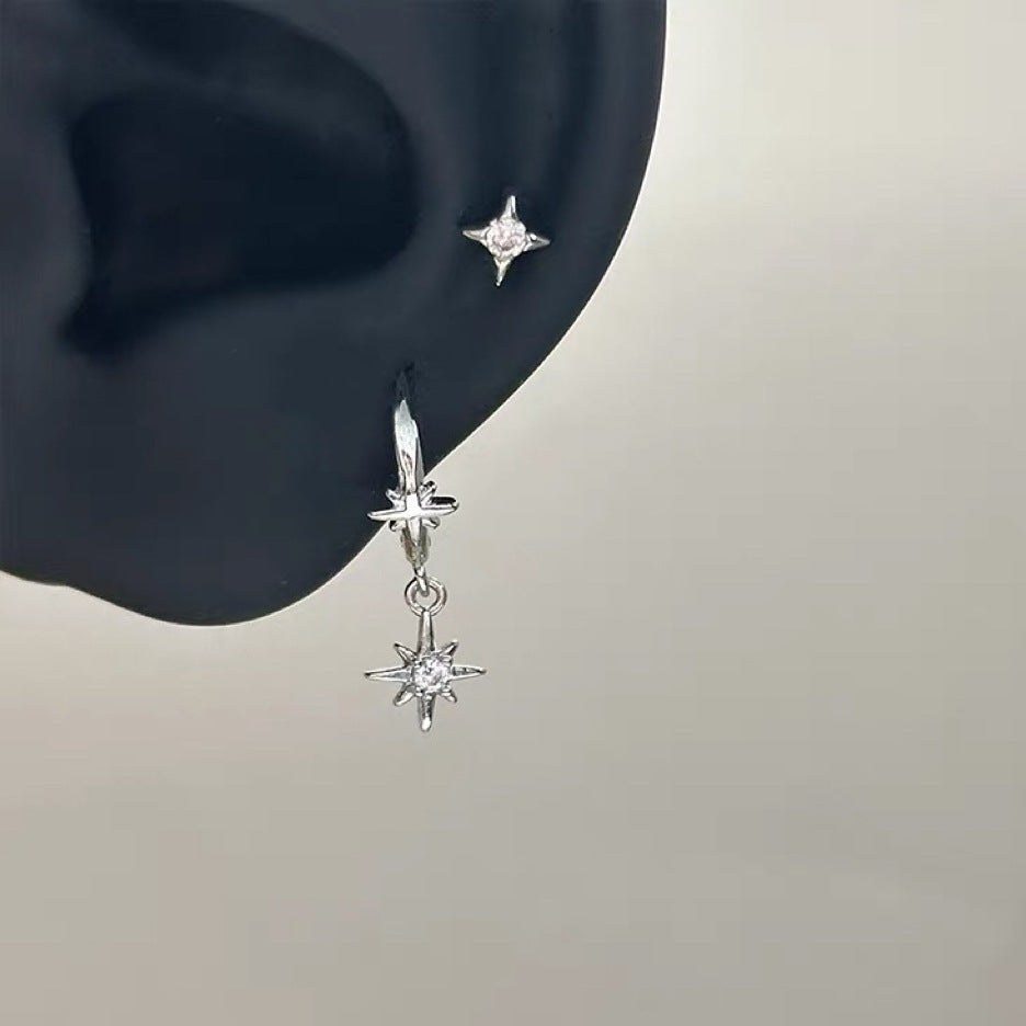 Eight-Pointed Star Hoop Earrings — earrings