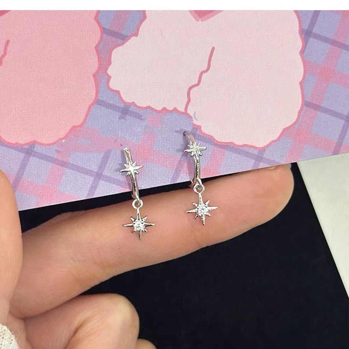 Eight-Pointed Star Hoop Earrings — earrings, view 3