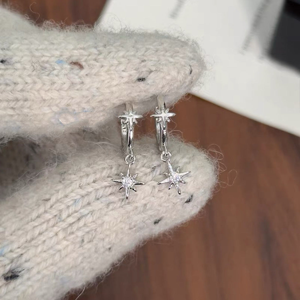 Eight-Pointed Star Hoop Earrings — earrings, view 4