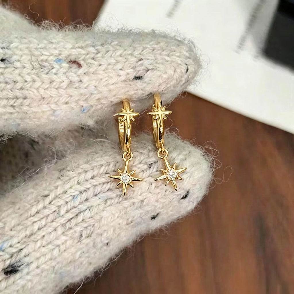 Eight-Pointed Star Hoop Earrings — earrings, view 5