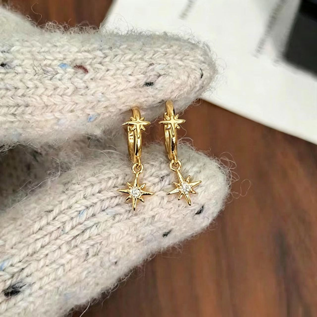 Eight-Pointed Star Hoop Earrings — earrings, view 5